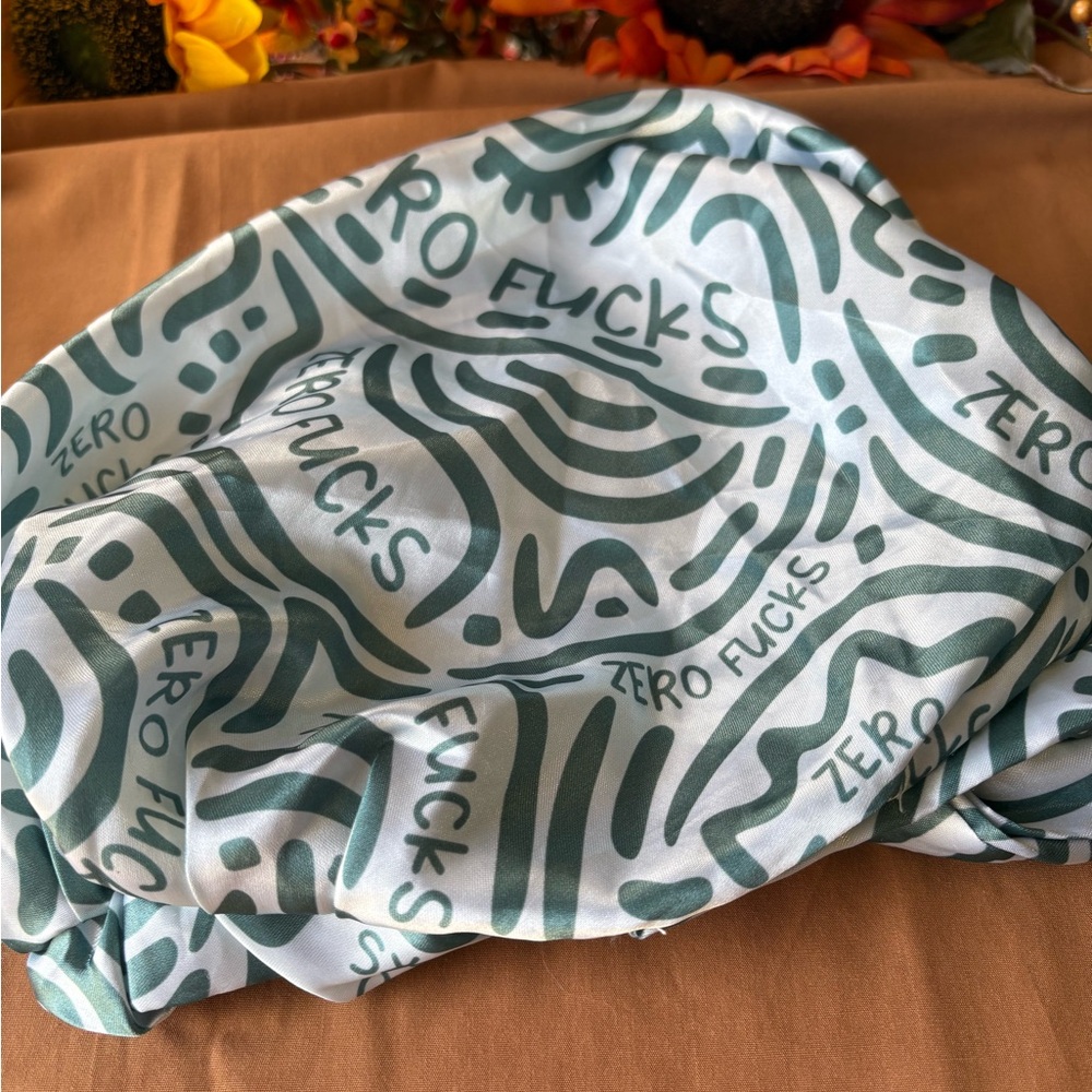 Satin Adult Bonnet with tie -ZERO FUCKS-